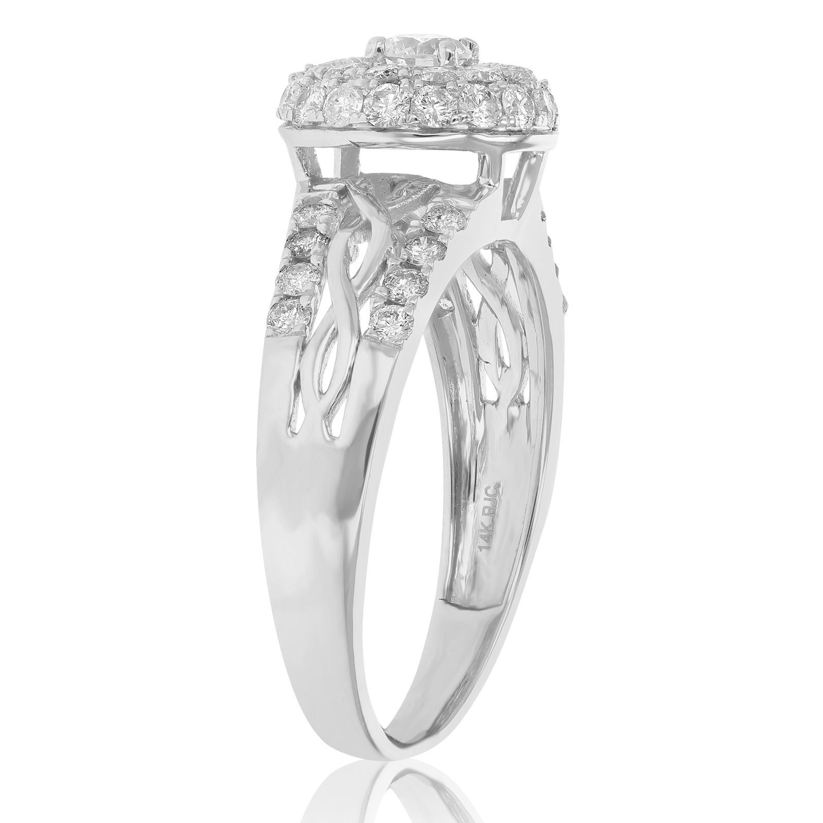 3/4 cttw Diamond Engagement Ring 14K White Gold Cluster Composite