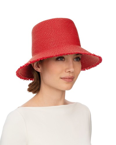 Eric Javits Mondo Woven Squishee Cap, red, resort, vacation  display picture 1