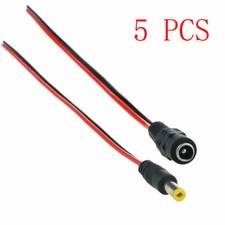 5PCS Female Male 12V DC Power 5.5x2.1mm Pigtail Cable Plug CCTV Camera LED Light