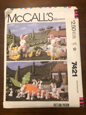 VTG 1981 MCCALLS VINTAGE EASTER RABBIT DOLL PATTERN #7421 SIZE 15'' 6'' 4''