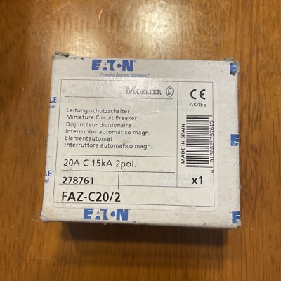 Eaton FAZ-C20/2 circuit breaker 20 amp 2 pole