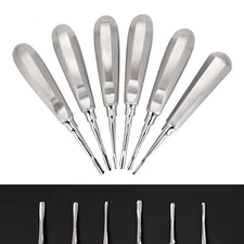 6 Pcs Dental Straight Oral Surgery Extracting Luxating Apical Root Tip Elevators