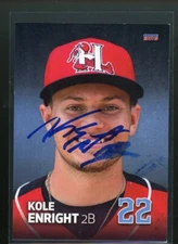2018 Hickory Crawdads KOLE ENRIGHT Signed Card autograph auto RANGERS