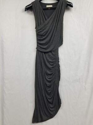 ANTHROPOLOGIE Classy Side Rouche Dress Gray Soft Small | eBay