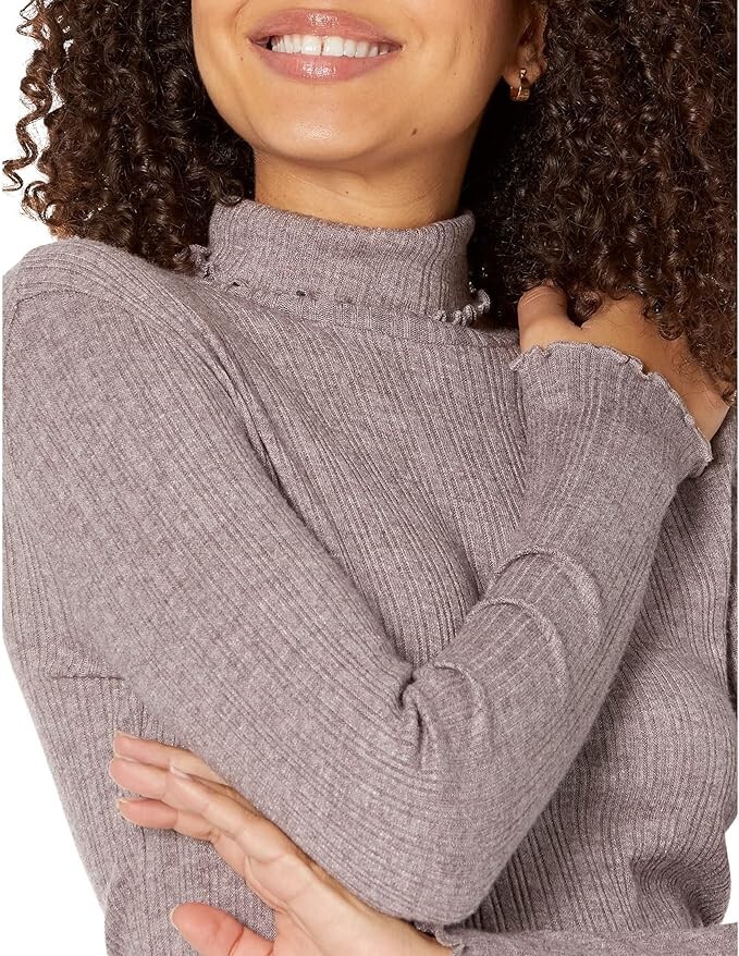 MADEWELL Soju Crop Turtleneck Solid Chocolate Raisin Size M
