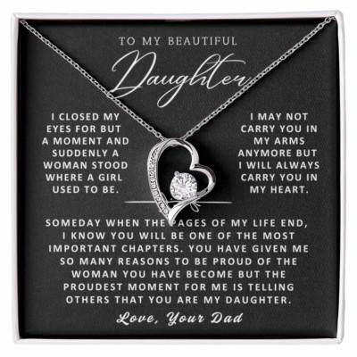 To My Daughter Birthday Graduation Heart Necklace Meaningful Gift From Dad