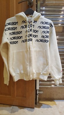 Ladies/older girls long sleeve cream Nickelson zip up hoodie. Size 6. Worn
