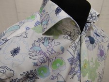 ETON Long Sleeve Blue Green & Lilac Floral Men's Cotton Shirt ~ 15.75"Collar