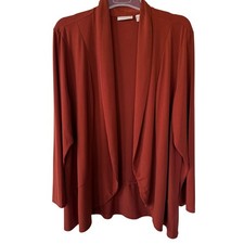 Susan Graver Liquid Knit Burnt Orange size 3X open cardigan