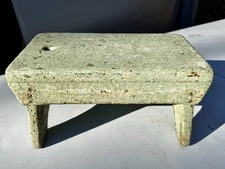 Great Antique Wooden STOOL Country Rustic Farmhouse Vintage Primitive Old Paint