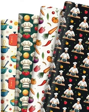 12 Sheets 19.7 x 27.6 Inch Chef Cooking Wrapping Paper, Vegetable, Baker, DIY