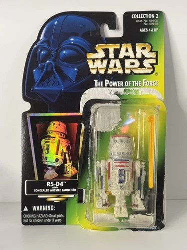 Star Wars A New Hope Power of the Force R5D4 Droid Green Card Used Firing Rocket