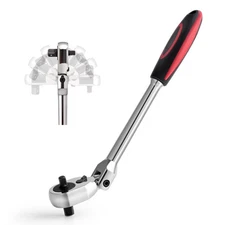 Dual 3/8 and 1/4 Drive Flex Head Ratchet 72-Tooth with Quick-release Switch