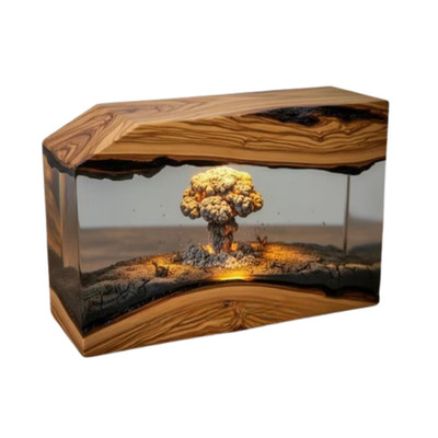 Explosion Resin Diorama Lamp, Atomic Bomb Lamp Art, Storm Cloud Lamp