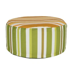 Esschert Design Striped Outdoor Pouffe, Orange Green