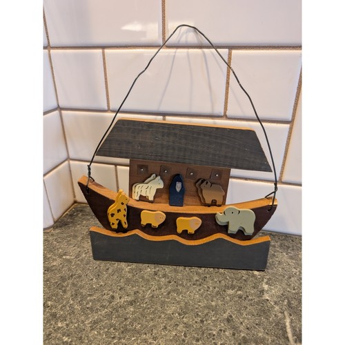 Wooden Noahs Ark Decoration With Animals And Figure