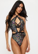 Ann Summers Sequin Mesh Black Multicolour Body XXL 24 26