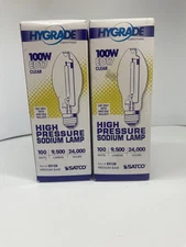 Two Pack !Hygrade Satco ED17 (S3128) 100W Medium Base High Pressure Sodium Lamp