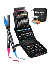 48 Colors Acrylic Paint Markers, Dual Tip Acrylic 48 Colors - Eggs Plastic