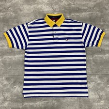 vintage 90s TOMMY HILFIGER polo shirt M stripe color block pique cotton