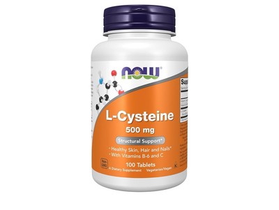 NOW Foods L-Cysteine 500mg with Vitamins B-6 & C, Structural Support 100 Tablets