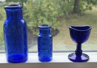 Lot of 2 Bromo Seltzer Bottles Emerson Drug Baltimore 2.5" & 4" Damaged Eye Wash