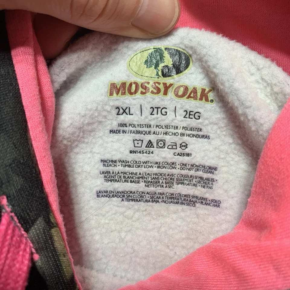 Mossy Oak Break-Up Eclipse Camo Hoodie Women's 2XL Neon Pink Accents Pullover - Image 3 of 4