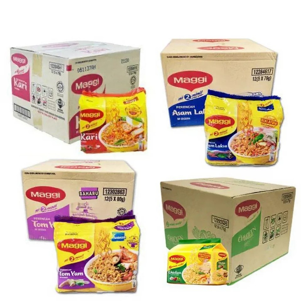 Fideos instantáneos MAGGI 2 minutos (paquete de 60 / 1 caja) MULTI OPCIONES SABORES
