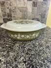 Vintage 2.5QT Pyrex  Spring Blossom  Crazy Daisy Pattern Covered Casserole Dish