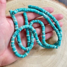 New Mexico Blue turquoise beads Heishi Native American 2 strands 15" 57g Natural