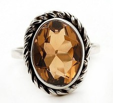 5CT Natural Smoky Topaz 925 Solid Sterling Silver Ring Jewelry Sz 6 B19-6