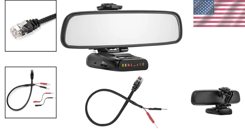 Secure Rearview Mirror Mount + Power Cord for Uniden R3, R4, R7, R8 Detectors - Image 2 of 4