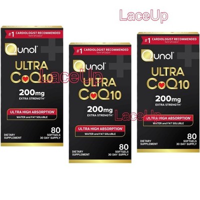 (3) Qunol Ultra CoQ10 200mg -- 80 Softgels Ultra High Absorption ** EXPIRE 2029