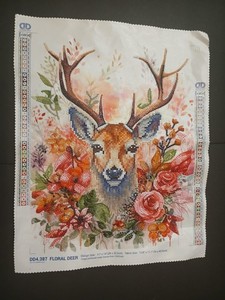 Handmade Floral Deer Diamond Painting Finished Canvas DD4.387 11x14 Wall Art