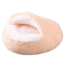 Plush Pet Cat Bed round Cat Cushion Cat House 2 in 1 Warm Cat Basket Pet Sleep B