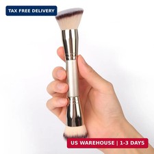 Dual-Ended Foundation Brush: Round Angled Pro-Grade makeup brushes, 100 Vegan