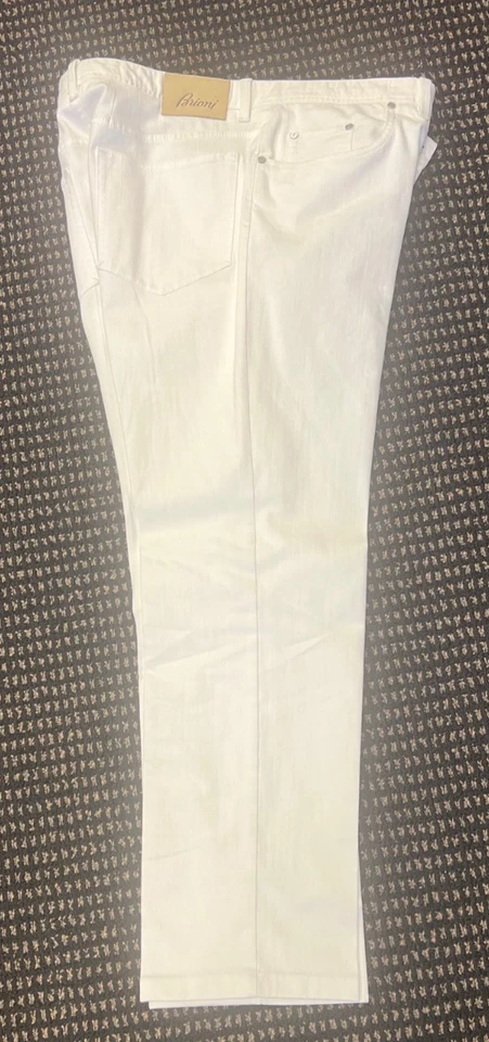 Pantalones de mezclilla para hombre Brioni Made In Italy Off White colección Livigno talla 42 Foto 2 de 4