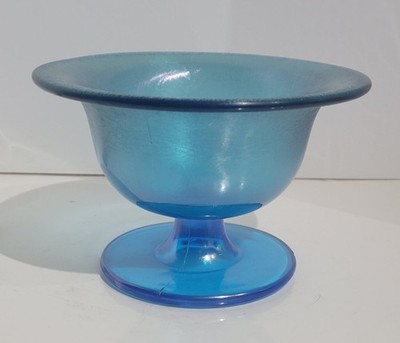 Vintage Fenton Celeste Blue Iridescent Stretch Footed Compote/ Candy/ Nut Cup