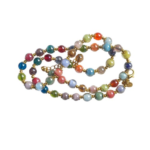 Venetian Murano Multi-color Hand-strung Glass Bead Necklace SIGNED - Picture 3 of 10