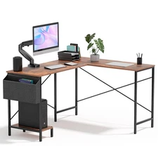 50" L Shaped Gaming Desk with Reversible Corner Home Office Computer Desk Rustic