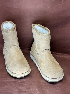 Girls' Cozy Tan Winter Boots - Size 8 - Soft & Warm Faux Fur Lined