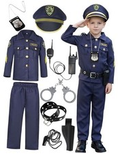 Kids Police Officer Costume Set For Boys Cop Uniform Costume for 8-10 Years