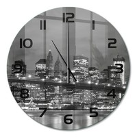 Glasuhr Designuhr Wanduhr Aus Glas Manhattan New York Schwarze Zeiger Fi60 Cm