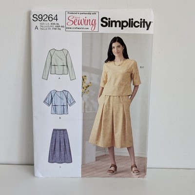 Simplicity 9264 Schnittmuster - Damen separates Top / Rock Größen XXS-XL ungeschnitten