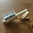 Vtg Cuff Links Tie Bar Set Blue Marbled Opaque Glass Detail Gold Tone — photo 6