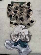 Women Hair Accessories Set Heart Bow Clip Satin Scrunchies