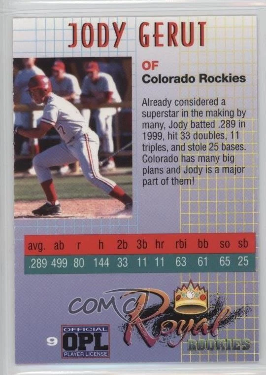 2000 Royal Rookies Signature Series Jody Gerut #9 RC - Image 2 of 2