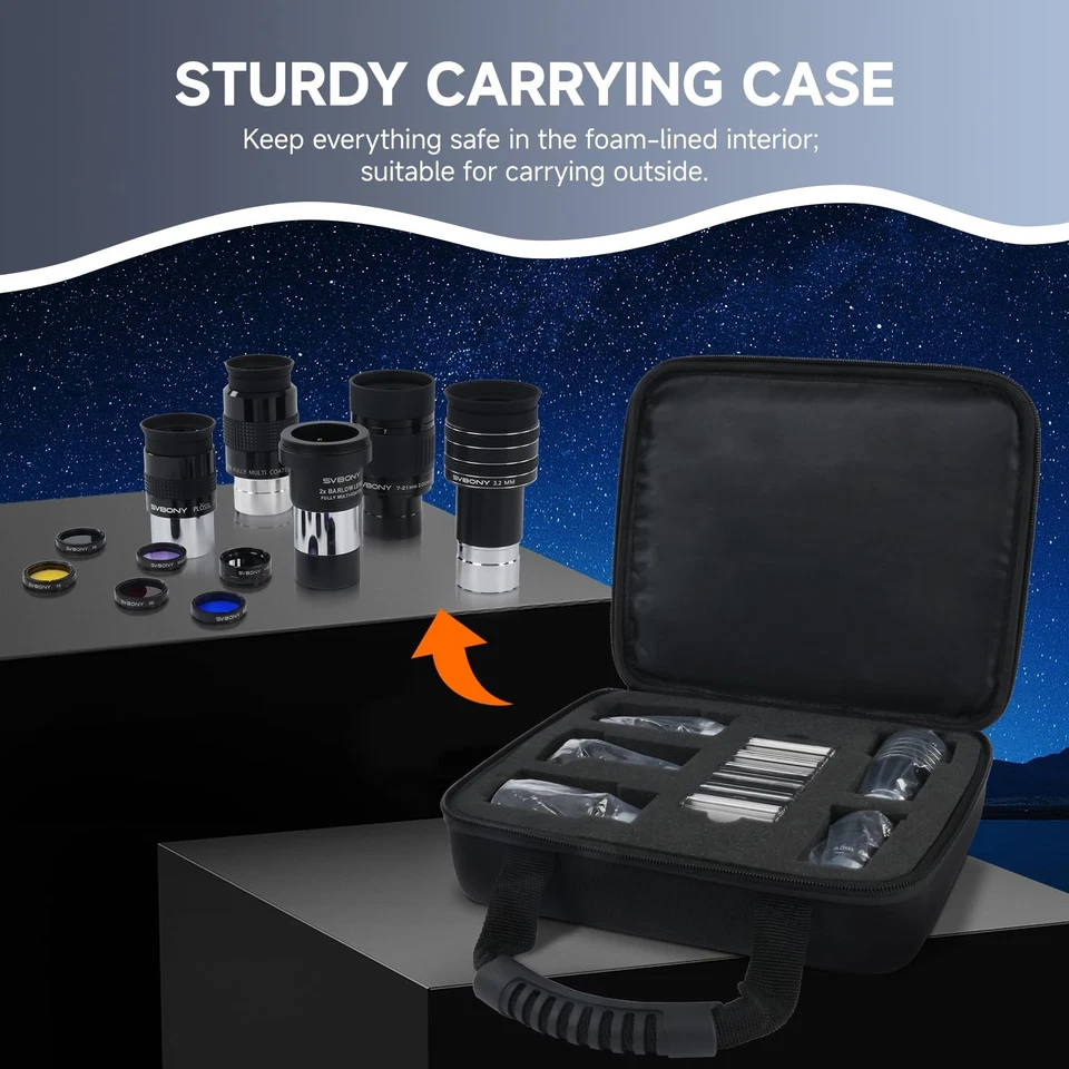 SV233 12 Piece Telescope Accessory Kit 3.2mm Ultra-Wide Angle Planetary Eyepi... - Image 2 of 4