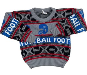 Vintage Popsicle Kids Sweater Sz 4 Football Helmet Knit Pullover Retro 80s 90s