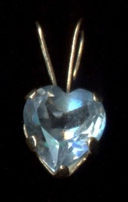 Neu 10K massives Gelbgold 5mm Herz Blautopas Edelstein Solitär Anhänger ~vl